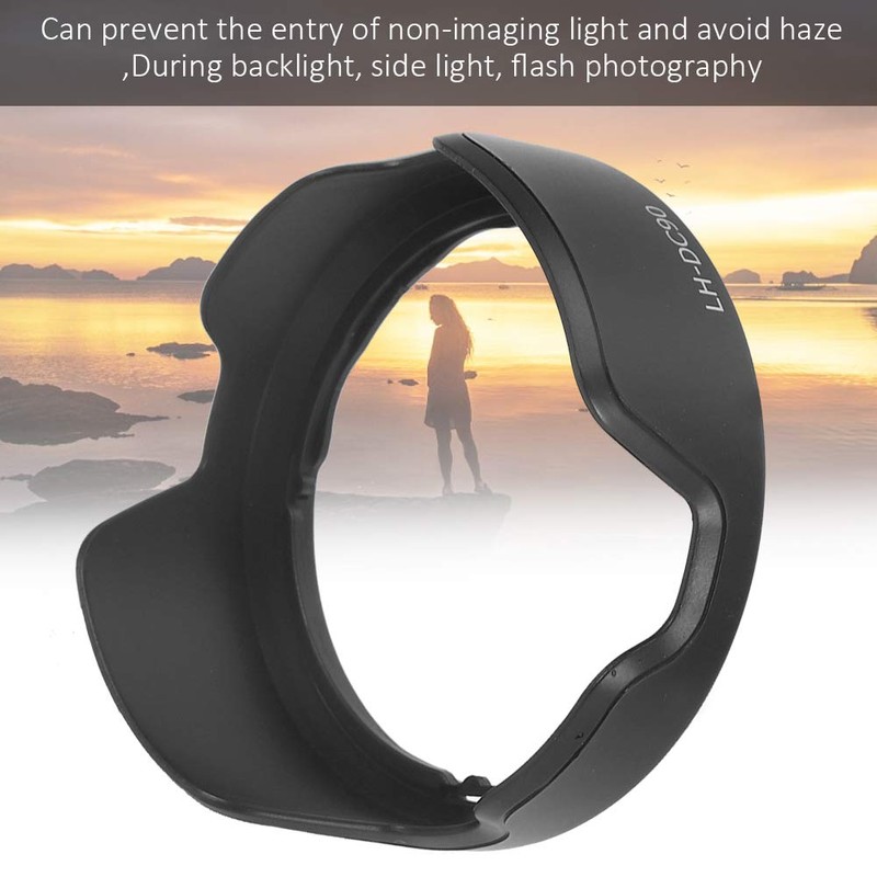 LH‑DC90 Lens Hood, Camera Lens Sunshade Rainproof Cover Replacement for