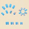 Flower Press on Nail Blue Floral False Nail Medium Square