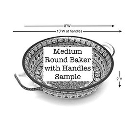 Polish Pottery Baker - Round with Handles - Medium - Silver Lace
