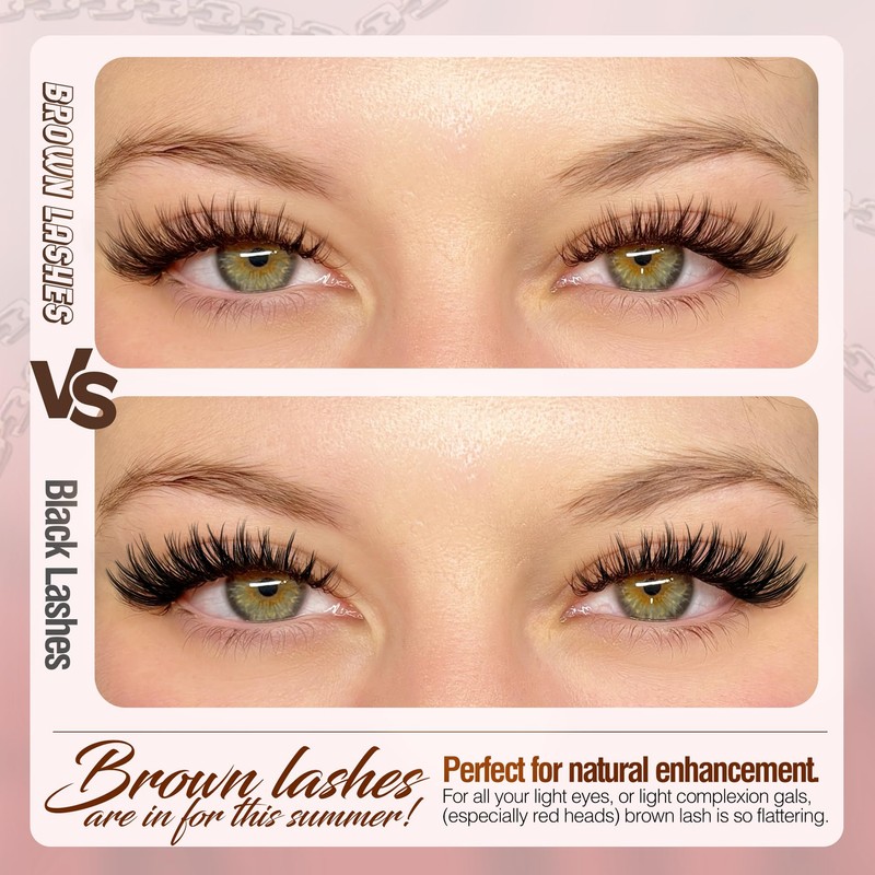 Mavphnee Brown Eyelash Clusters Wispy Lash Extension Cluster Natural Individual