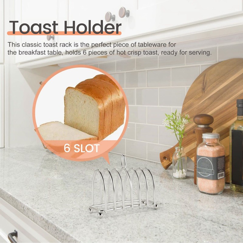 Restrdt Toast Bread Rack Holder 6 Steel Toast Rack with