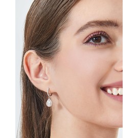 MomentWish Hoop Earrings with Pendant, 2 Carat Moissanite Diamond Earrings, Hanging Silver 925 Drop Earrings, Romantic Gift for Her with Gift Box, Sterling Silver, Moissanite