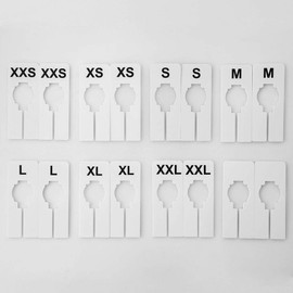 NAHANCO QSDWBKIT3, White Rectangular Clothing Size Dividers with Black Print for XXS-XXL, 1Blank, Kit of 16 (7 Sizes and 1 Blank, 2 of Each)