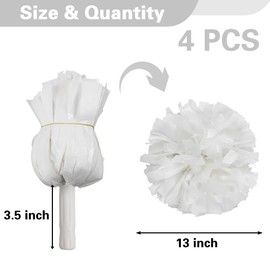 Lovecheer 4Pack White Cheer Pom Poms Plastic Pom Poms Cheerleading for Team Spirits Sports Dance Cheering