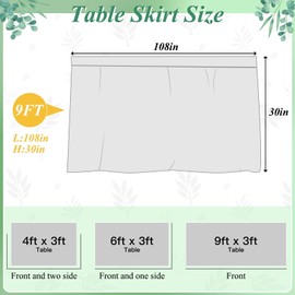 9FT Eucalyptus Leaf Table Skirt Sage Green Teacher Desk Skirt Classroom Desk Skirts for Back to School Decor Classroom Table Skirts for Back to School Supplies Office Bookcase Cabinet Decorations