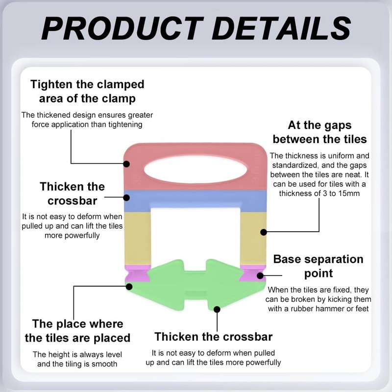 Lvjkes Pack of 200 Tile Levelling System, Pull Tabs 3