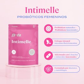 B-FIT B Intimelle Probióticos Mujer con Lactobacillus e Inulina, Apoyo a Equilbrio femenino y flora íntima Suplemento Alimenticio, 60 Cápsulas, 380mg,