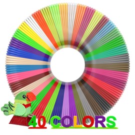dikale 3D Pen Filament 1.75mm PLA Refills 40 Colors, Each Color 8 Meters(26 Feet), Total Length 320m(1050 Feet), 250 Stencils eBooks, Safe for Kids to Create Stunning 3D Art with 40 Vibrant Colors