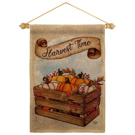 Ornament Collection Fall Wood Dowel Set Wooden Rod Home Decor Burlap Banner Flag Pole Room Outdoor Indoor Hanger Poster Sign Farmhouse Grandma Harvest Time Wall Tapestry, Autumn Gifts Made in USA