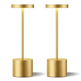 Kakanuo Gold Cordless Lamp Set, Rechargeable Lamps, 3 Color Temperature, LED Outdoor Wireless Lamp, Battery Operated Lamps, Stepless Dimmable, Touch Control