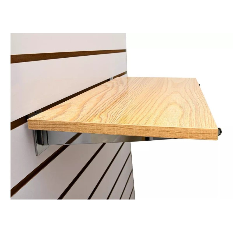 Repisa De Madera 60x30 Cms P/ Exhibipanel C/mensula Cromo