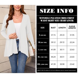 Witsmile Women's Long Sleeve Open Front Cardigan Casual Loose Lightweight Cardigans White