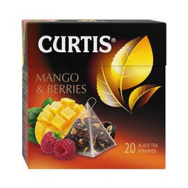 CURTIS Mango and Berries Black Tea with Orange Peel and Mango and Raspberry Aroma 20 Pyramid Bags