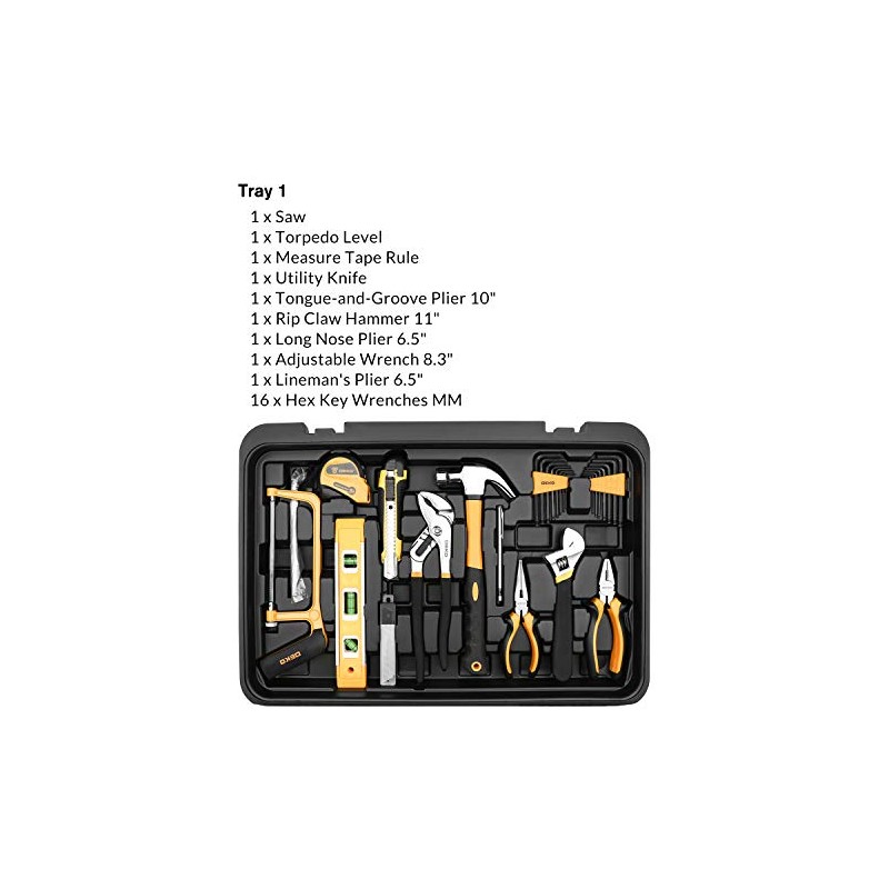 DEKOPRO 258 Piece Tool Kit with Rolling Tool Box Socket