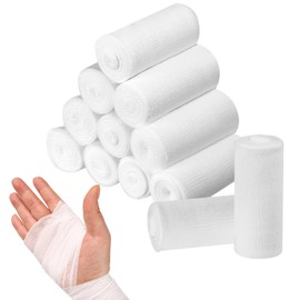 12 Gauze Bandage Rolls Conforming Retention Bandages Soft Stretch Bandage Wrapping for Dressing All Types of Wounds (7.5cm x 4.5m Stretched)