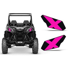 AMR Racing UTV Headlight Eye Graphics Decal Cover Compatible with Can-Am Maverick 1000 X3 Sport - Lights Out Pink