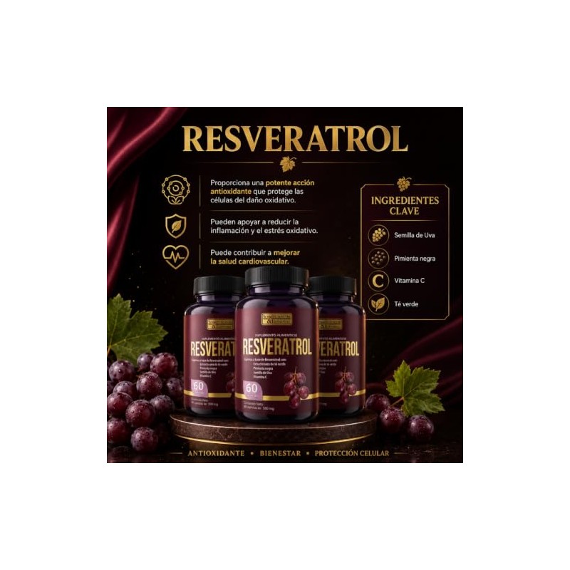 Resveratrol 500 Mg Schuler Pack 3 Frascos con 60 Capletas