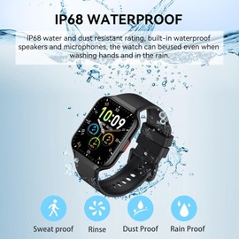 Men's Smartwatch with Phone Function, 1.96 Inch HD Watch Women with Heart Rate SpO2 Stress Sleep Monitor, 113+ Sports Modes Fitness Tracker, IP68 Waterproof for Android iOS Black, 2025