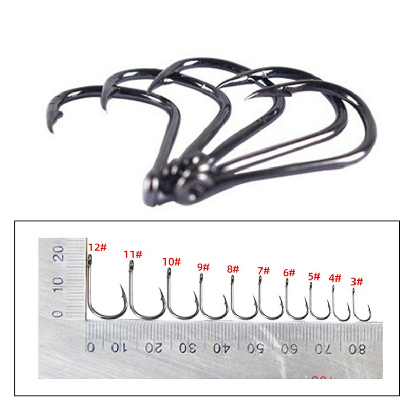 1000PCS Fishhooks Fish Hooks with Barbs 10 Sizes Carbon Steel