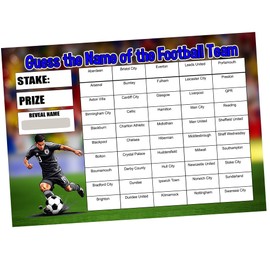 Perfect Message Football Scratchcard A4 Size, 50 names, Fundraising, Pub Game, Fete, Fayre