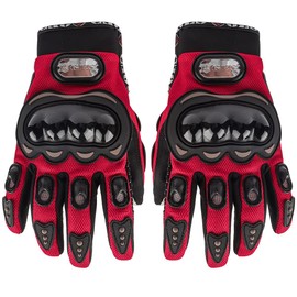 GES Men Outdoor Motorbike Waterproof Gloves Motorcycle Full Finger Touch Screen Racing Motocross Gloves (M, Red)