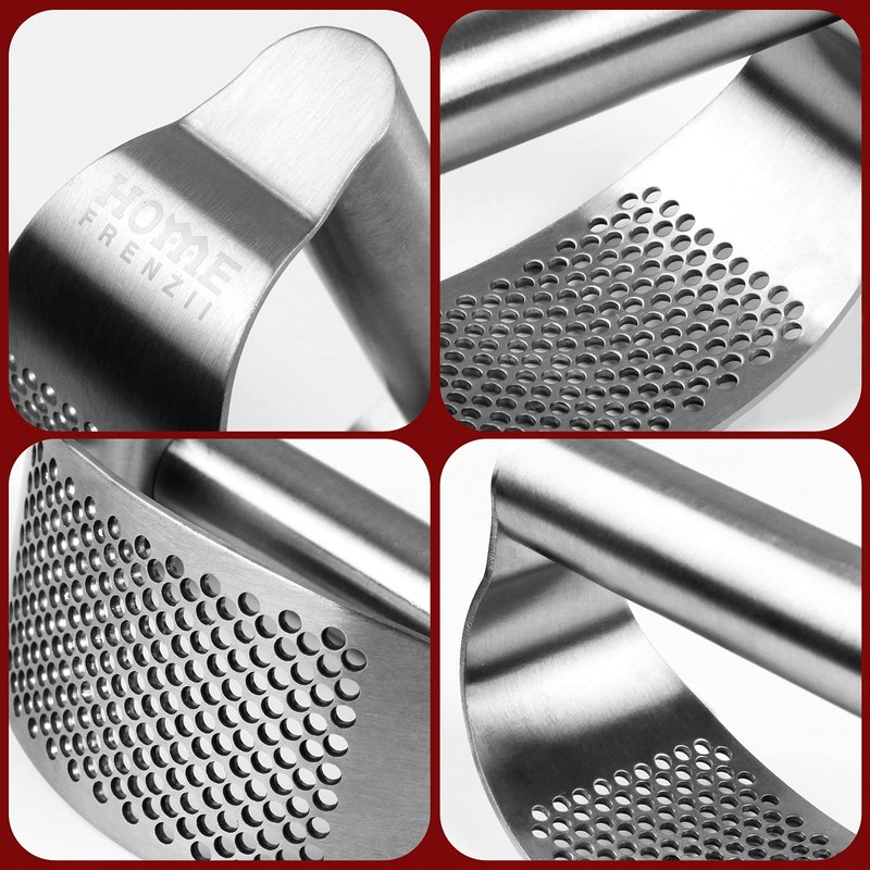 Stainless Steel Garlic Press Garlic Crusher Curved Shaped Presser and