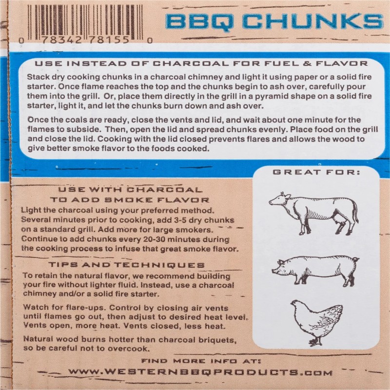 Western 500 CU IN Hickory Chunk Box CS Smoking Wood