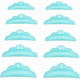 Almohadillas para levantamiento de pestañas, Almohadillas rizador pestañas soft silicone, levantamiento de pestañas Almohadillas 5 tamaños SMM1M2L de silicona suave reutilizables, con espatula Mini cepillo en forma de Y laminacion de pestañas.