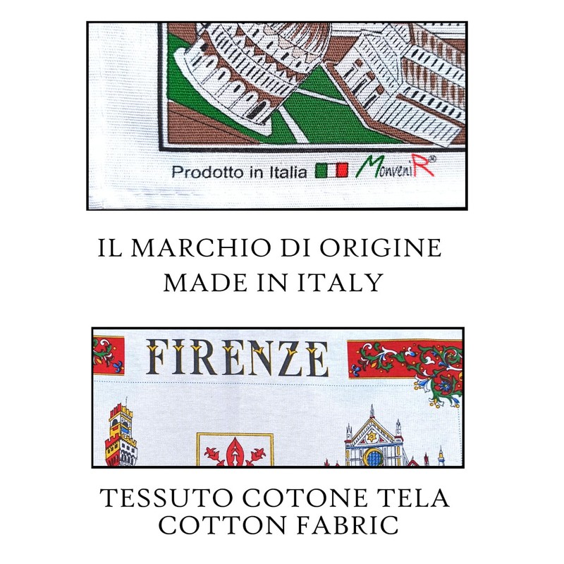 Generico Italian Souvenir Tea Towels Set Cotton Made in Italy