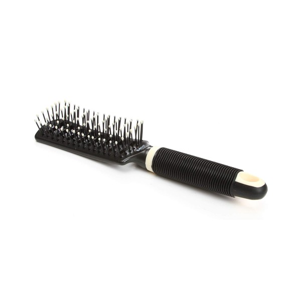 Bass Brushes | Style & Detangle Hair Brush  |  Professional Grade Nylon Pin  |  Acrylic Handle  |  8 Row Vented Style  |  Smoke & Beige Finish  |  Model 702 - SMB