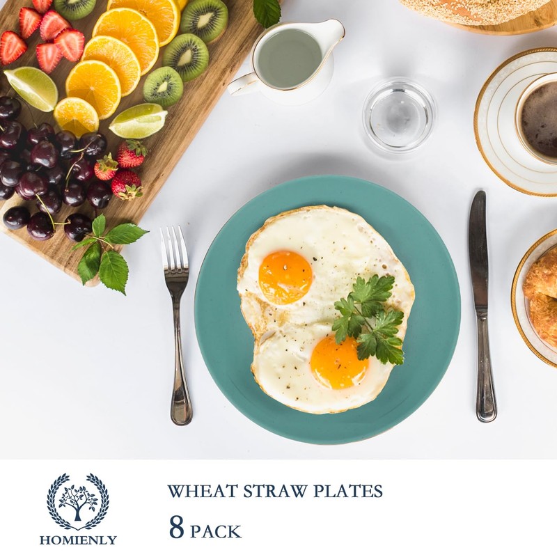Homienly Wheat Straw Dinner Plates Set of 8, 10 Inch,
