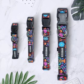 KISSBAK Dog Collar for Small Dogs - Special Design Cute Girl Dog Pet Collar Soft Adjustable Fancy Floral Girl Puppy Dog Collars (S, Floral Purple)