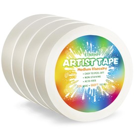 ETNRHP 4 Packs White Art Tape Medium Tack Artist Masking Tape Paper Acid Free Tape Watercolor Painters Tape Artists Tape for Drafting Art Watercolor Painting Canvas Framing, 1 inch Wide 660FT Long