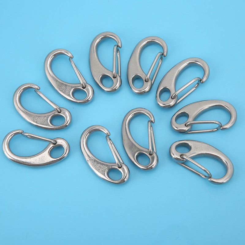 10pcs 50mm Heavy Duty Snap Rope Hook Stainless Steel Spring