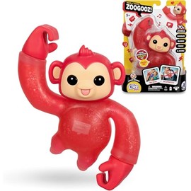 Little Live Pets Hug n' Hang Zoogooz Mooki Monkey, Soft and Elastic Pet, +70 Sounds and Reactions, 3 Different to Collect, Hidden Amulet, for Children from 2 Years +, Famosa