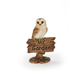 ウービア フクロウのガーデン看板 11×6×16.3㎝ 人形 フィギュア 置き物 アニマル 動物 ガーデン 装飾 リアル かわいい 鳥 H21248