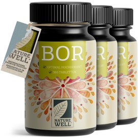 Boron Tablets 3 x 365 with 3 mg Boron Made of High-Quality Borax (Sodium Borate) - Optimal High Dose - Free from Unwanted Additives - Laboratory Tested with Certificate - 100% Vegan