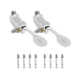 QWORK Foot Pedal Valve for Faucet, 2 Pack Floor Mounted Singe Foot Pedal Water Valve Touchless Pedal Valve for Basin Water Tap, Bathroom Basin Faucet, Screws Included