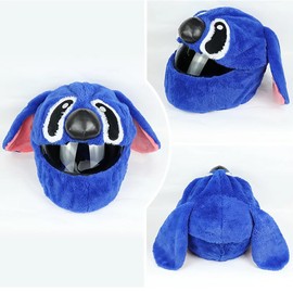 Motorcycle Helmet Cover Men Women Motorcycle Helmet Cover Plush, Cartoon Plush Motorcycle Helmet Cover, Interesting Motorcycle Helmet, Blue (Helmet Not Included)