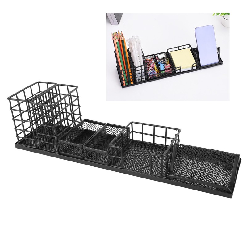 7pcs Mesh Desk Organizer Multi Functional Phone Holder Paperclip Storage