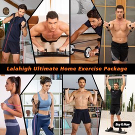 LALAHIGH LALAHIGH Portable Home Gym System: Large Compact Push Up Board, Pilates Bar & 20 Fitness Accessories with Resistance Bands Ab Roller Wheel - Full Body Workout for Men and Women, Gift for Boyfriend