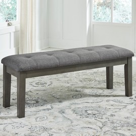 Signature Design by Ashley Hallanden Rustic Tufted Upholstered Dining Room Bench, Gray