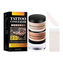 Waterproof Tattoo Cover Up Makeup with Full Coverage, Bruises, and Tattoos. Body Makeup Concealer Set for Men and Women