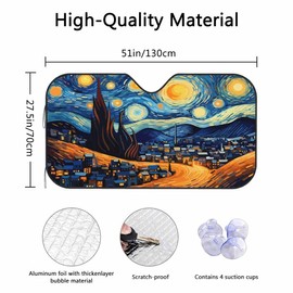 Starry Night Windshield Sun Shade Car Front Window Shades for Car Accessories Sun Heat UV Rays Visor for Universal Cars SUV Truck 51 x 27.5 Inch