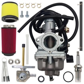 TRX 250 Carburetor for Honda TRX250 Recon 1997-2001 TRX250TM TRX250TE 2002-2007 With Fuel Tank Petcock Valve and Air Filter and Spark Plug 16100-HM8-B41 16100-HM8-B42 16100-HM8-B60