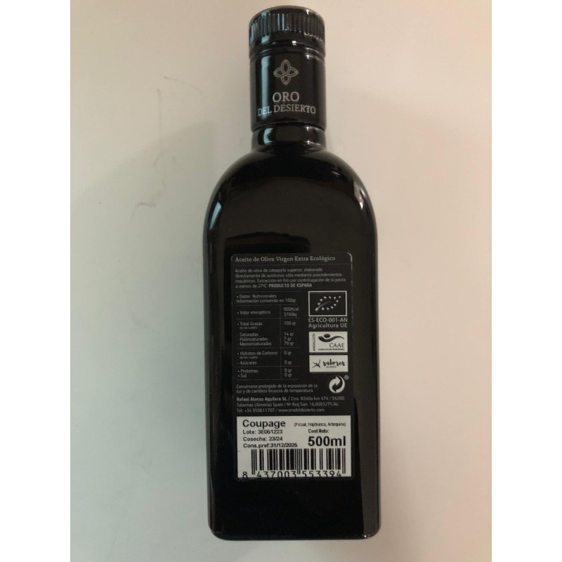 Oro Del Desierto Coupage 2020 Harvest Organic Spanish Extra Virgin