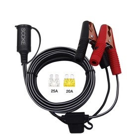 SCCKE 4,5 m 14 AWG 20 A 12 V 24 V hembra para encendedor de cigarrillos de coche a batería, conector de pinza de cocodrilo, cable de carga con fusible de 20 A