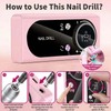Electric Nail Drill Professional: 45000RPM Rechargeable Nail File with Bits