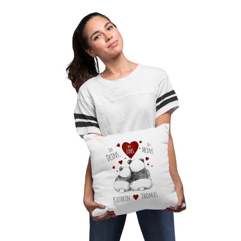 SpecialMe® Cushion Cover with German “Ich Deins, Du Meins, Wir