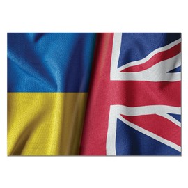 DV DESIGN 1 x A4 Ukraine Union Jack Flag Poster - Ukranian Mixed Flags UK GB United Kingdom Travel Gallery Wall Decor Print #82277